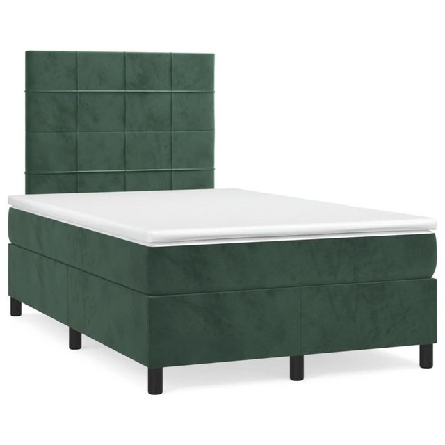 vidaXL Boxspringbett Boxspringbett mit Matratze Dunkelgrün 120x200 cm Samt günstig online kaufen