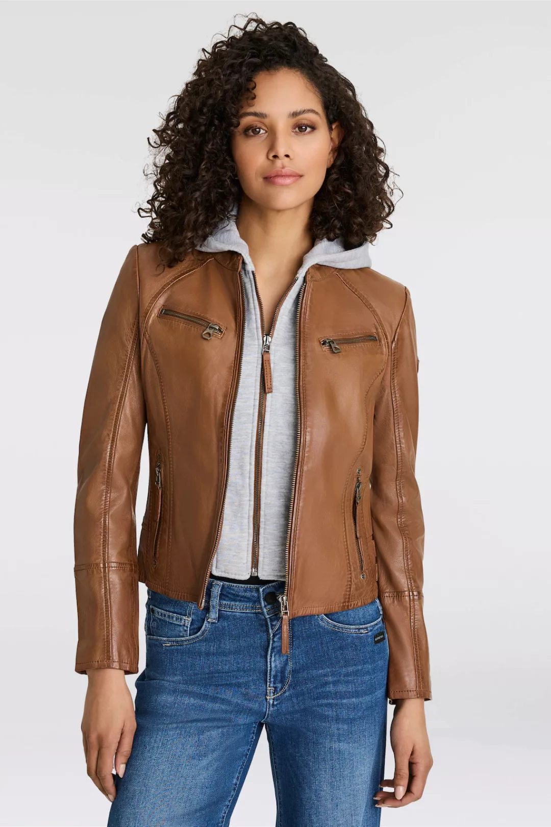 Mauritius Lederjacke "NOLA", mit Kapuze, Two-in-One Style - mit abnehmbarer günstig online kaufen
