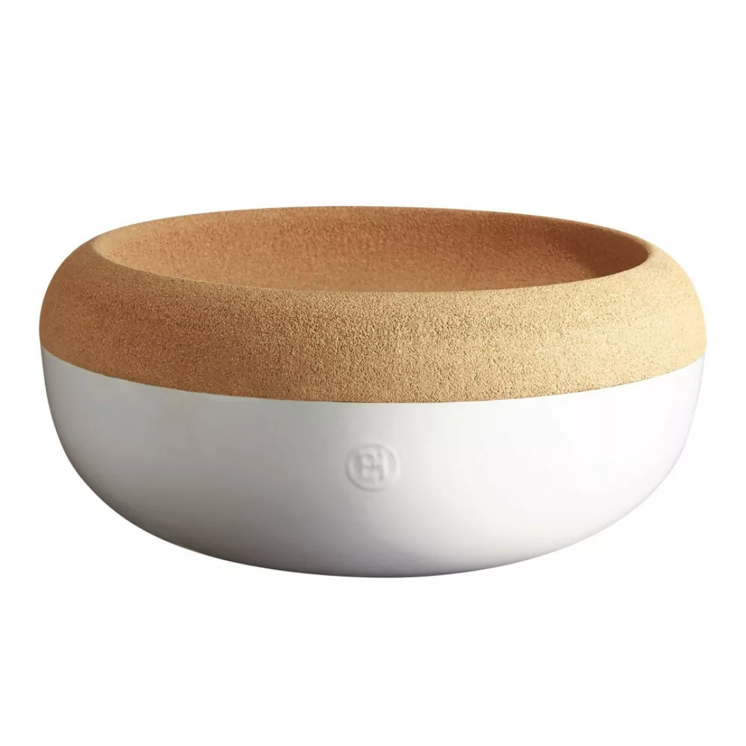 Emile Henry große Aufbewahrungsschüssel Keramik Kork Obstschale Weiß 36cm günstig online kaufen