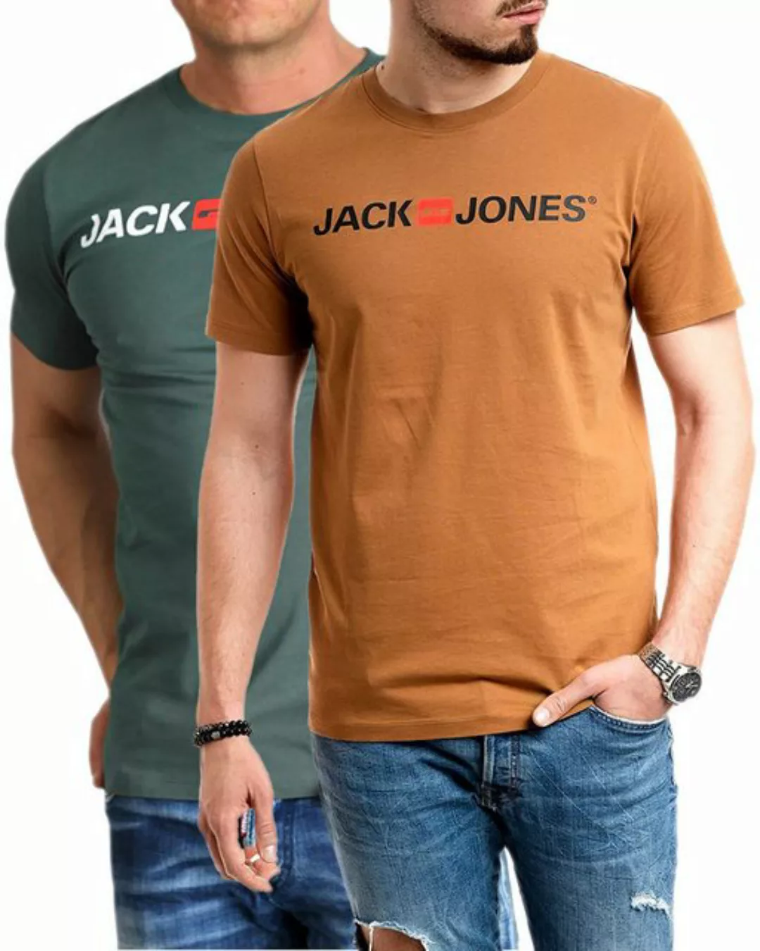Jack & Jones T-Shirt Bequemes Logo-Shirt mit Printdruck (2er-Pack) günstig online kaufen