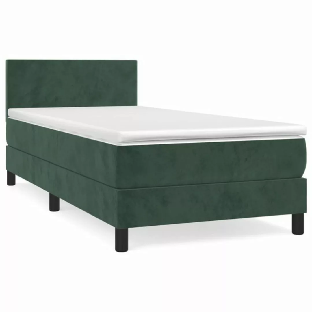 vidaXL Boxspringbett Boxspringbett mit Matratze Dunkelgrün 90x200 cm Samt B günstig online kaufen