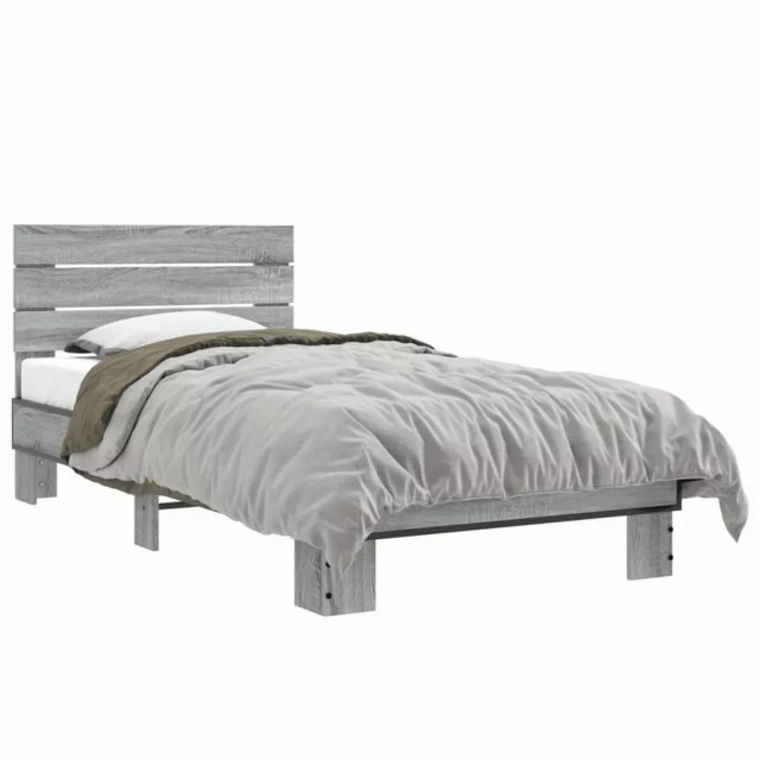 vidaXL Bett Bettgestell Braun Eichen-Optik 75x190 cm Holzwerkstoff Metall günstig online kaufen