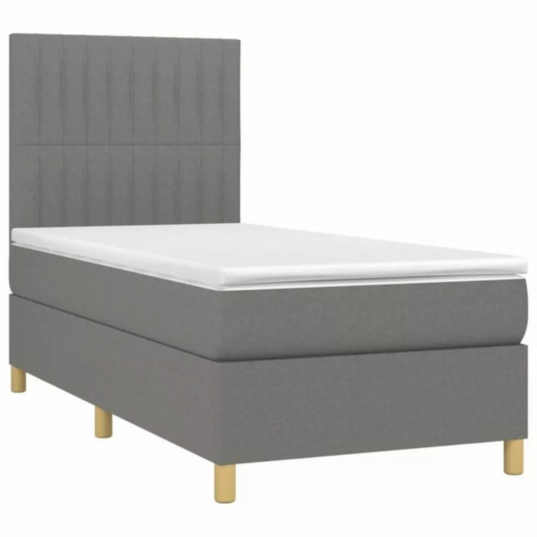 vidaXL Bettgestell Boxspringbett mit Matratze LED Dunkelgrau 90x190 cm Stof günstig online kaufen