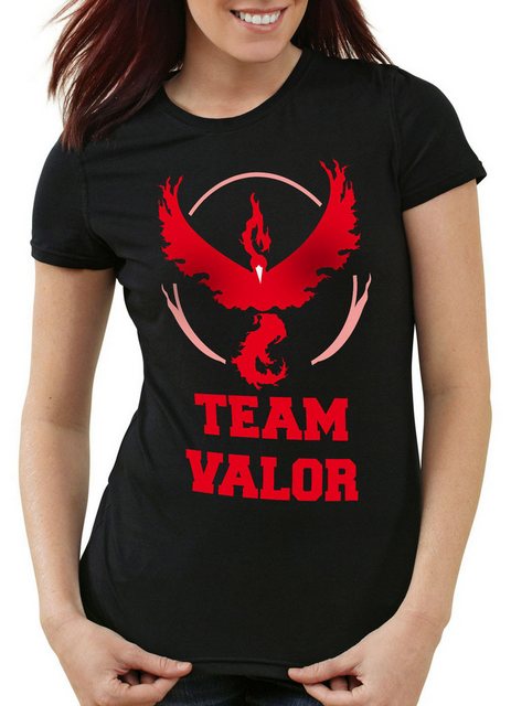 style3 T-Shirt Team Valor pokemon go Rot Red Wagemut arena game go kampf po günstig online kaufen