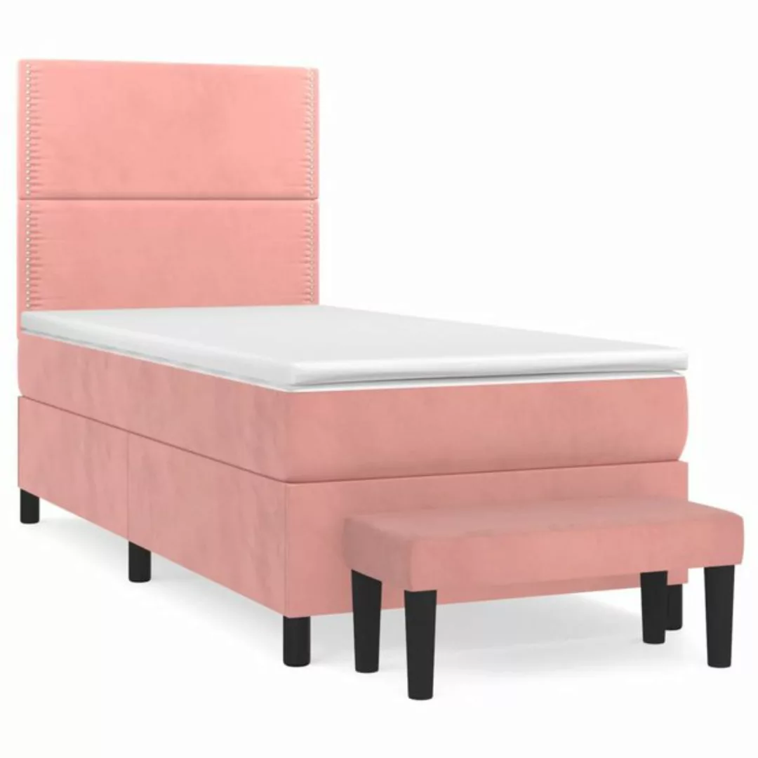 vidaXL Boxspringbett Boxspringbett mit Matratze und Fusshocker Samt (90 x 1 günstig online kaufen