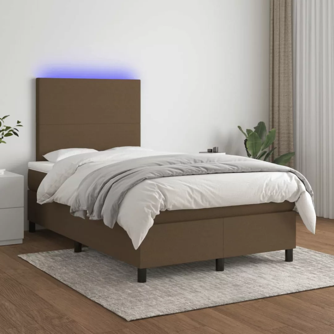 vidaXL Bettgestell Boxspringbett mit Matratze LED Dunkelbraun 120x200 cm St günstig online kaufen