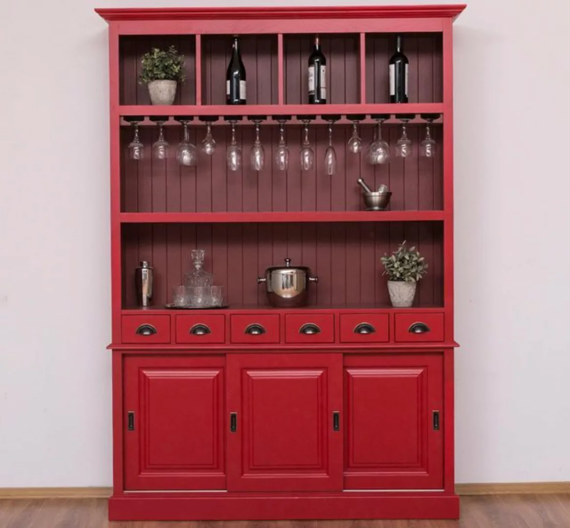 Massivholzmoebel-Becker Buffet Großer Buffetschrank aus Massivholz mit Glas günstig online kaufen