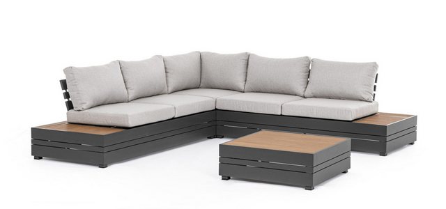 Bizzotto Ecksofa Gartensofa Osten aus Aluminium, Couchtisch: 80x80x27 cm günstig online kaufen