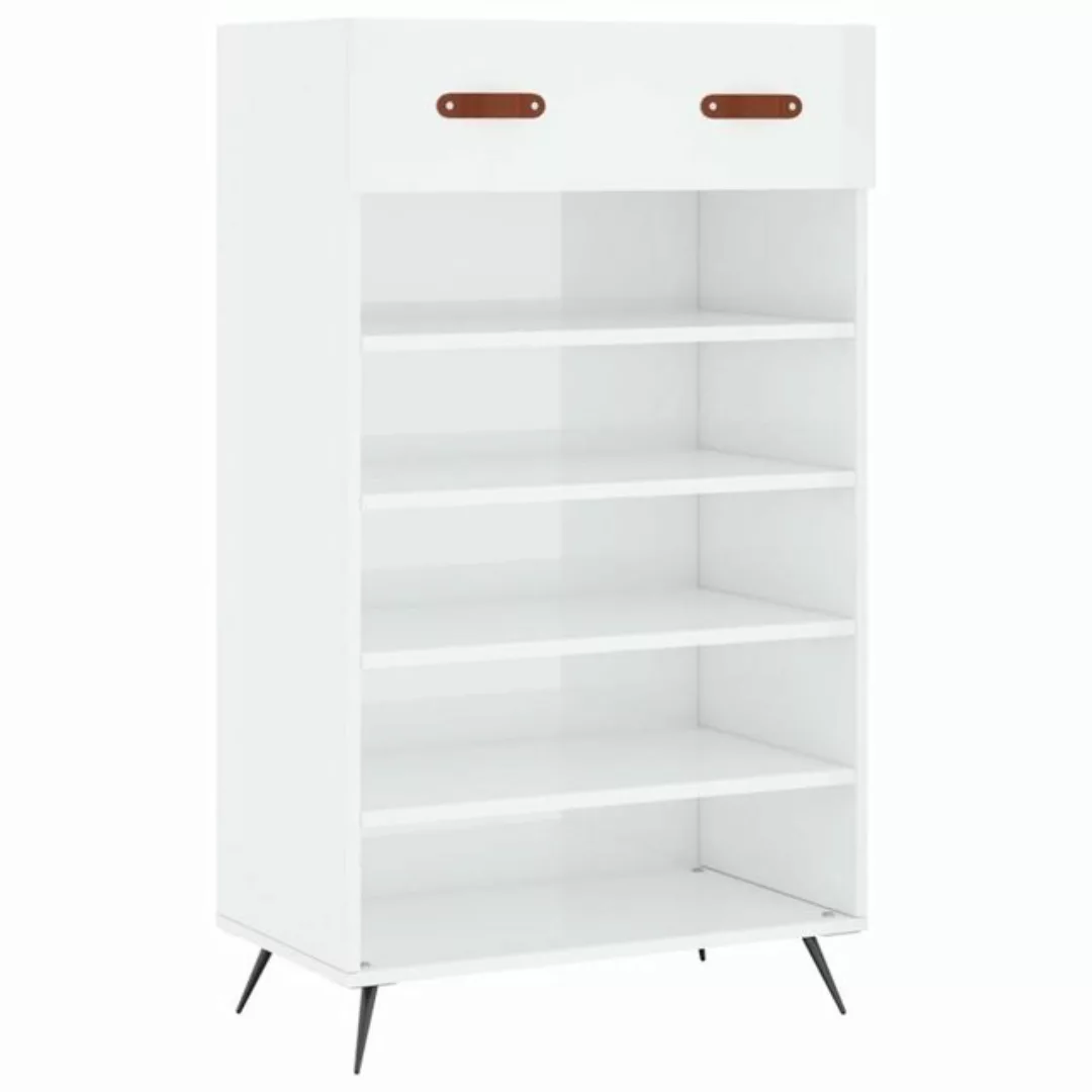 vidaXL Kleiderschrank Schuhschrank Hochglanz-Weiß 60x35x105 cm Holzwerkstof günstig online kaufen