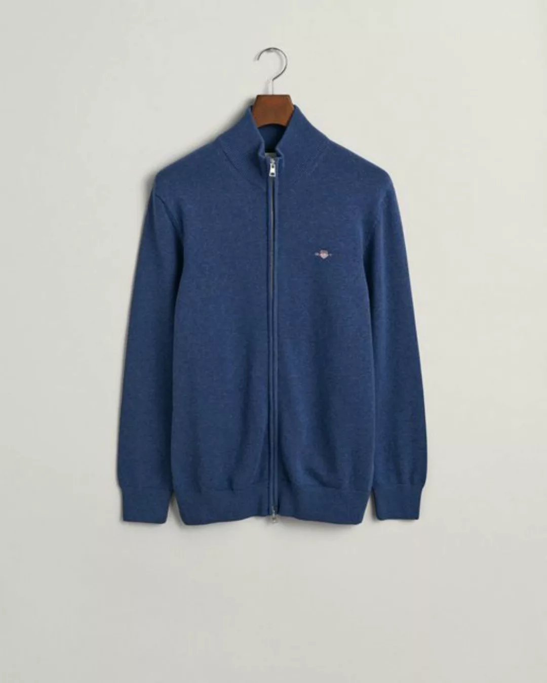 Gant Strickjacke CASUAL COTTON ZIP CARDIGAN, DARK JEANSBLUE MELAN günstig online kaufen