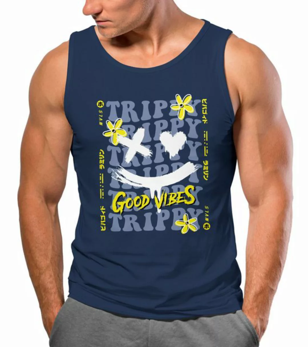 Neverless Tanktop Herren Tank-Top Drip Face Smile Good Vibes Herz Blumen Co günstig online kaufen