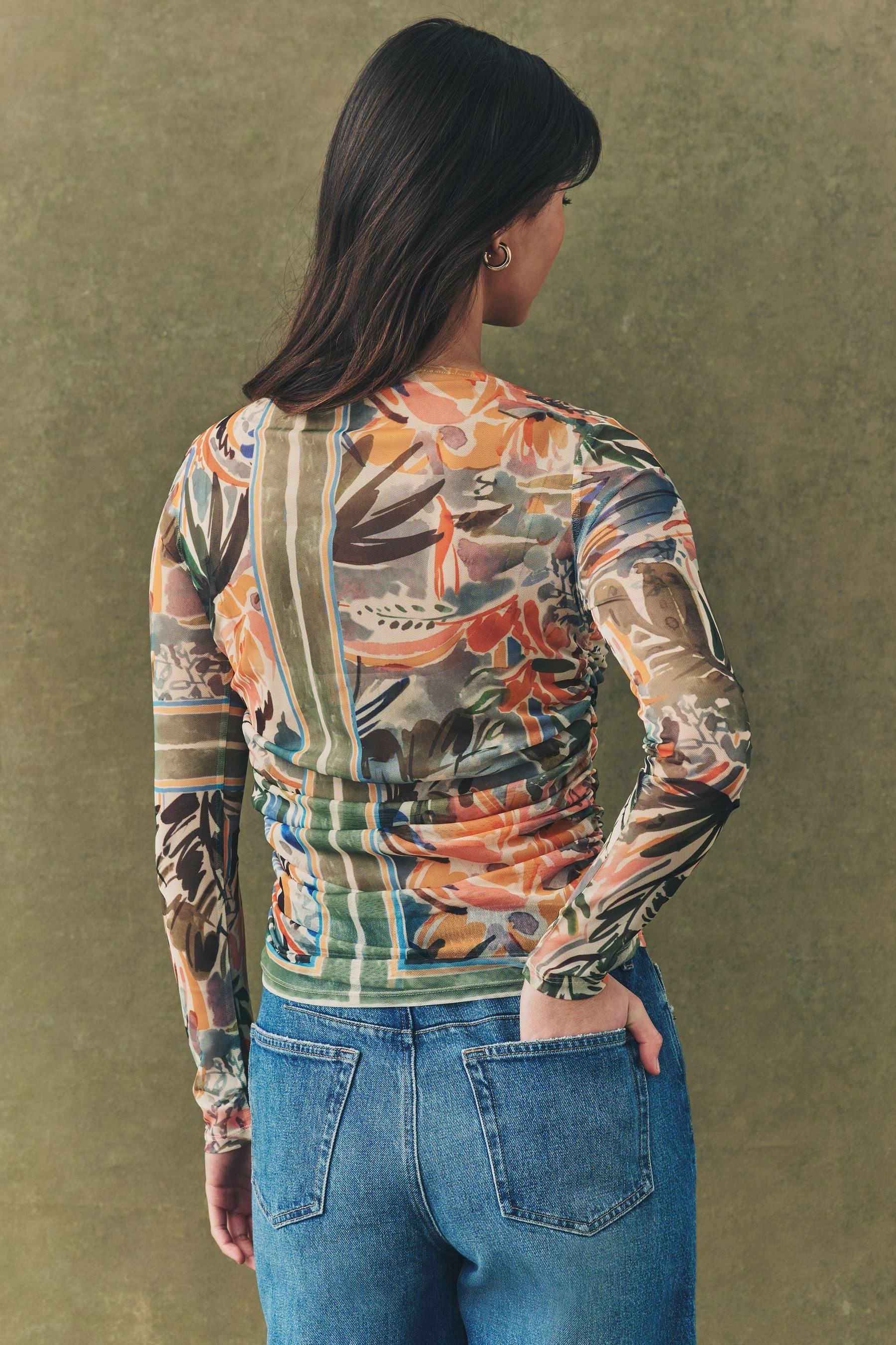 Next Langarmshirt Kew Collection gerafftes Langarmoberteil günstig online kaufen