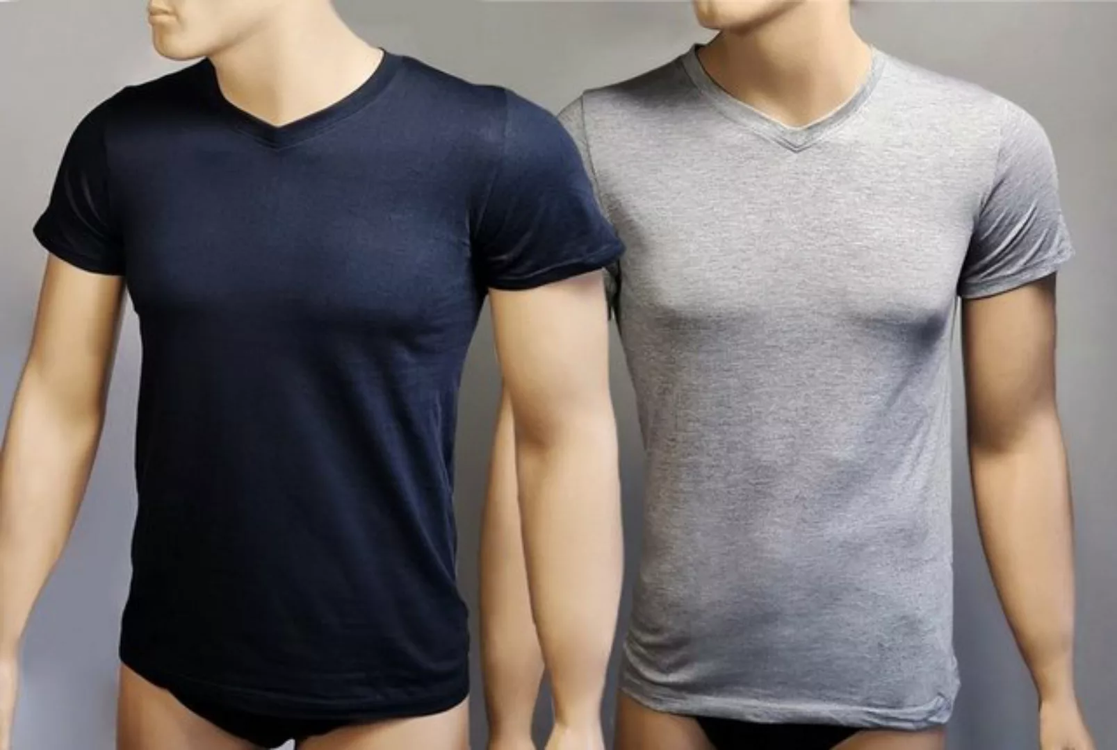 Toker Collection® T-Shirt Herren T-Shirt Basic V- Ausschnitt 2er Pack (Pack günstig online kaufen