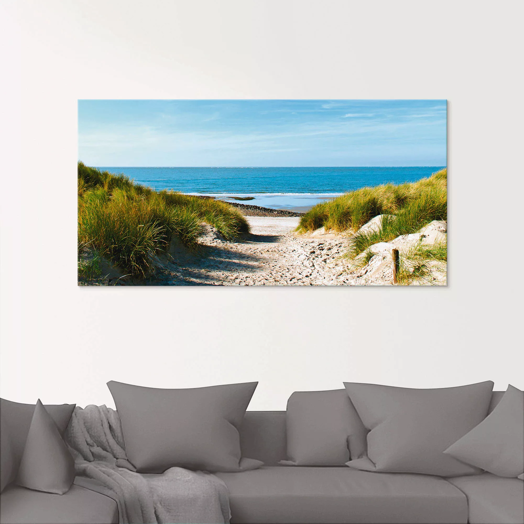 Artland Glasbild "Strand mit Sanddünen und Weg zur See", Strand, (1 St.), i günstig online kaufen
