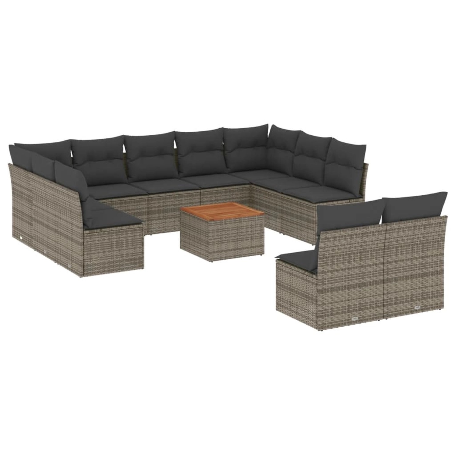 vidaXL 12-Tlg Garten-Sofagarnitur mit Kissen Grau Poly Rattan 3256221 günstig online kaufen