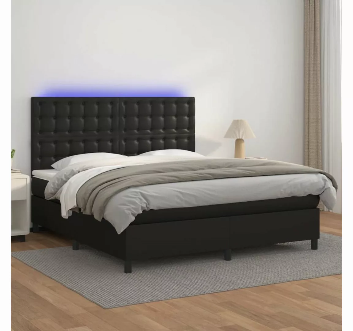 vidaXL Boxspringbett Boxspringbett mit Matratze & LED Kunstleder (180 x 200 günstig online kaufen