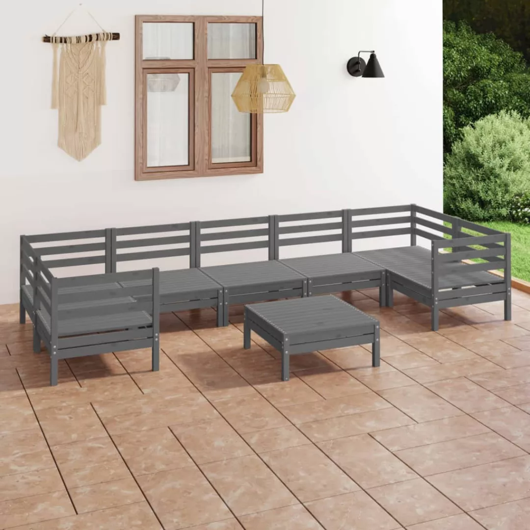 8-tlg. Garten-lounge-set Grau Massivholz Kiefer günstig online kaufen