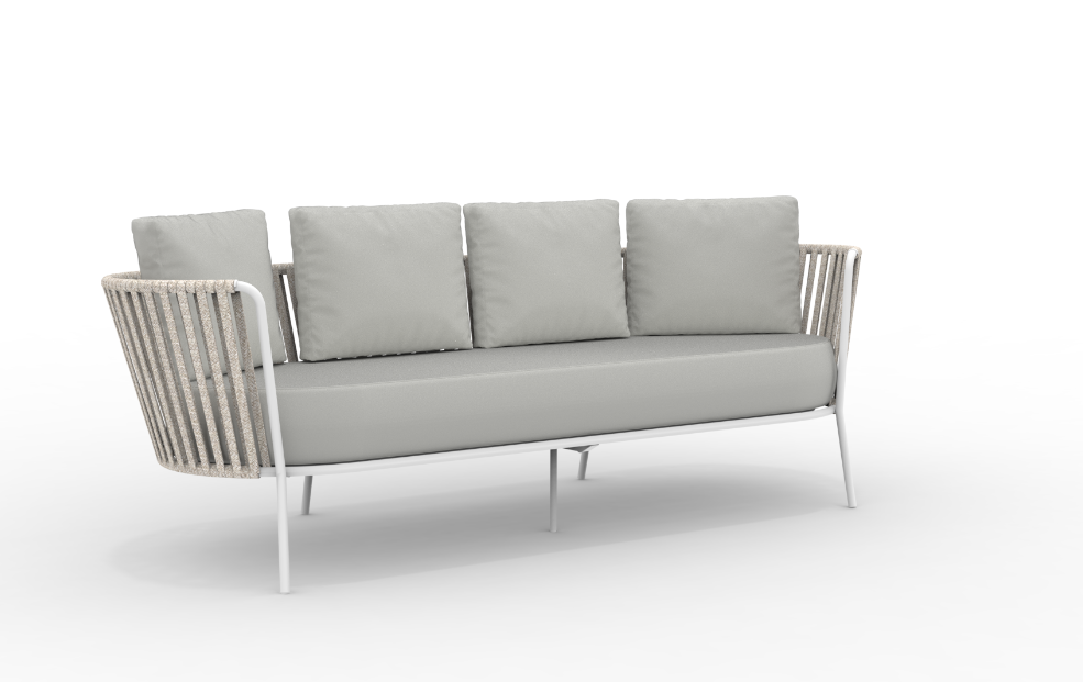 3-Sitzer Sofa Daisy Rope - wasserbeständig matt weiß, grau-grigio günstig online kaufen