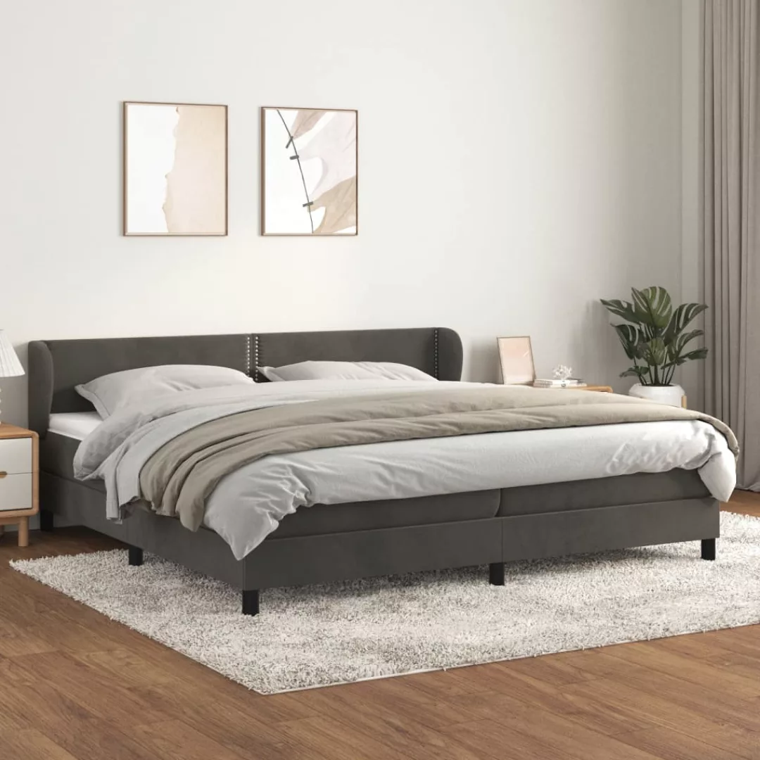 vidaXL Bettgestell Boxspringbett mit Matratze Dunkelgrau 200x200 cm Samt Be günstig online kaufen