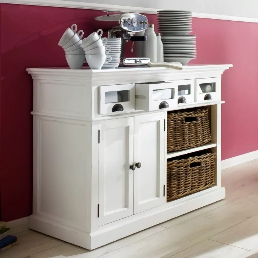 Mahagoni Sideboard JOSEPHINE mit 2 Rattank?rben Antikwei? 125 x 85cm günstig online kaufen