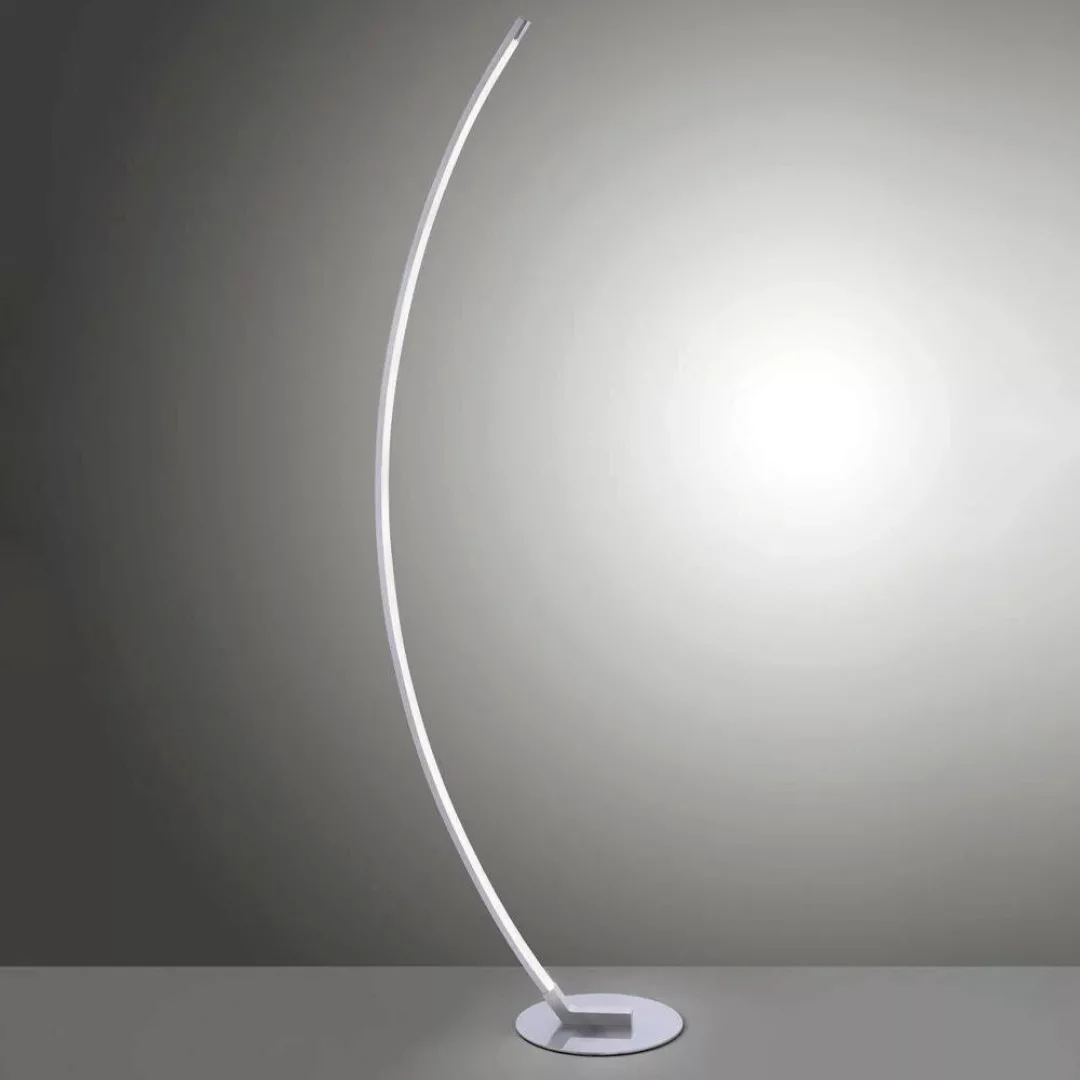 famlights | LED Stehleuchte Alexia in Silber 10,8W 1200lm gebogen günstig online kaufen