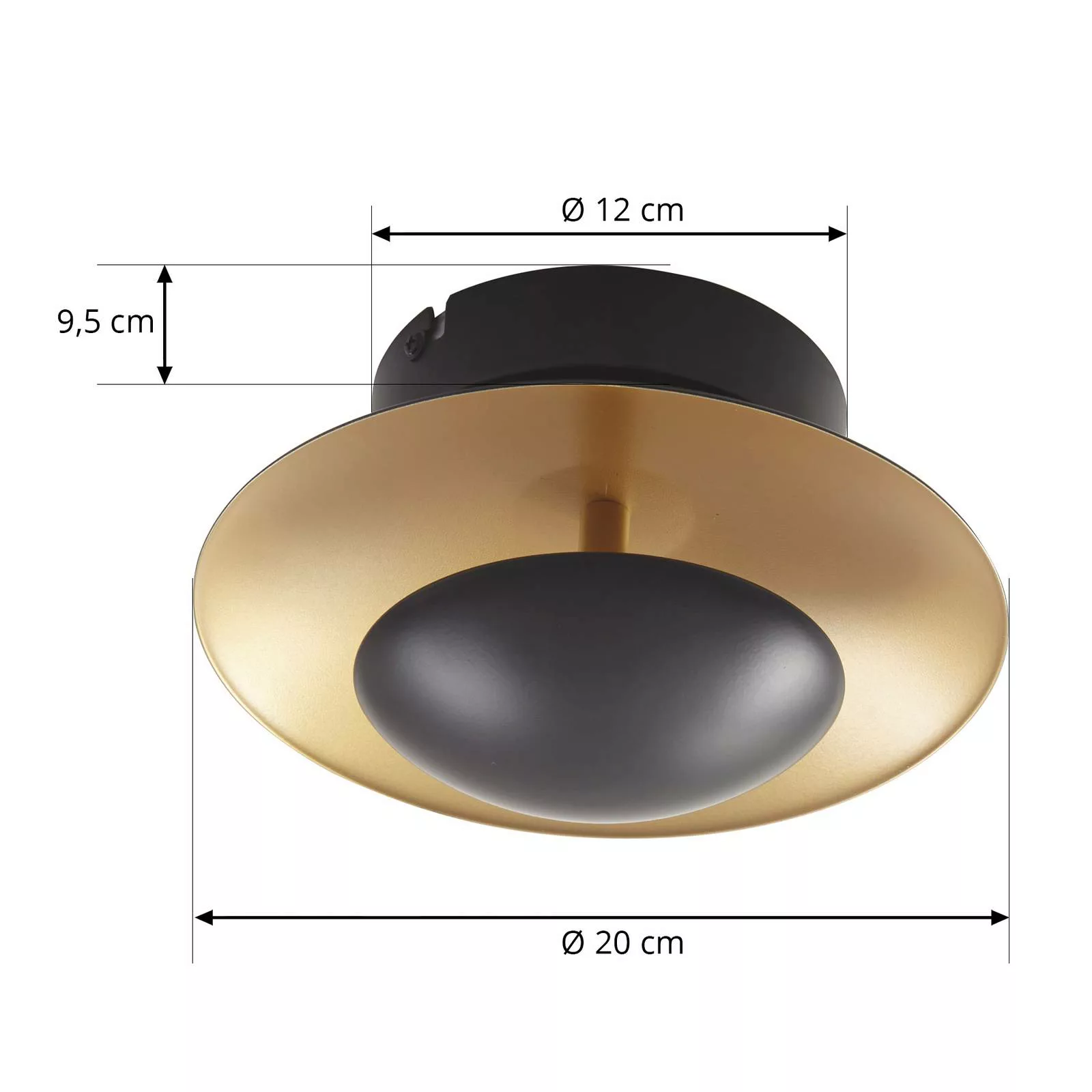 Lindby LED-Hängeleuchte Tiama, Metall, schwarz/gold, Ø 20 cm günstig online kaufen