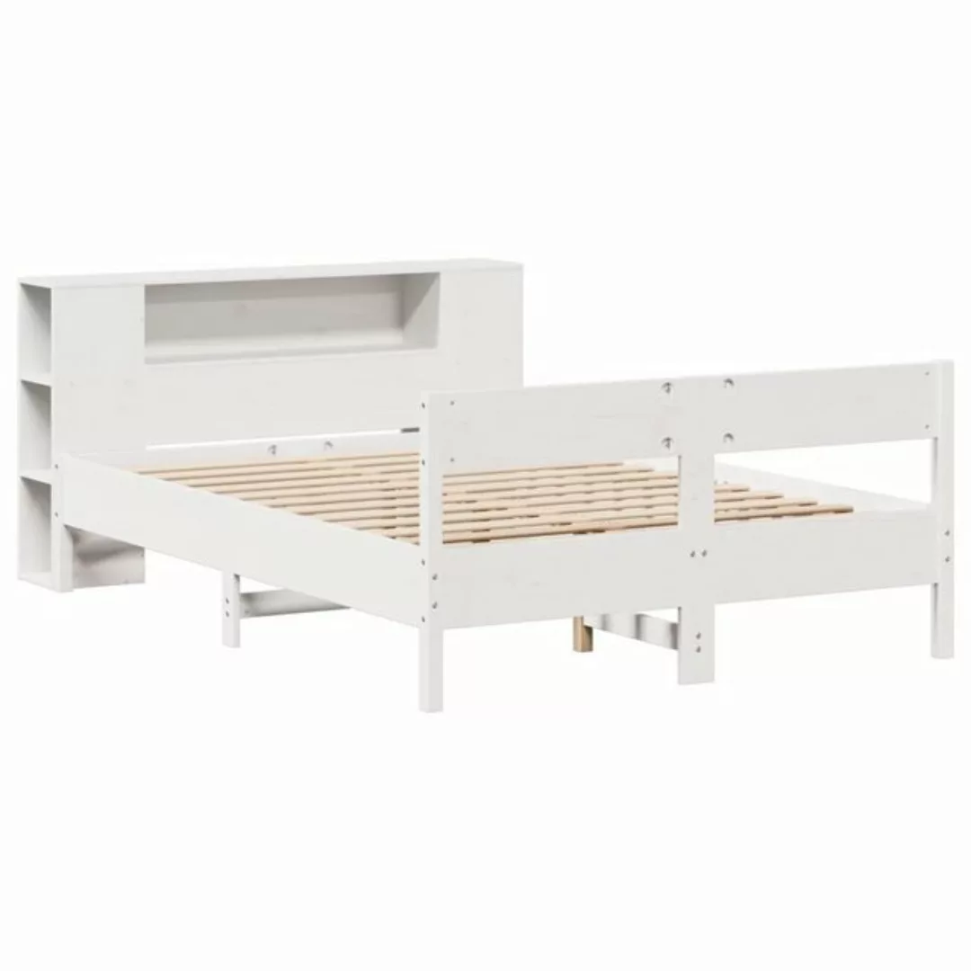 vidaXL Bett Massivholzbett mit Regal ohne Matratze Weiß 135x190 cm Kiefer günstig online kaufen