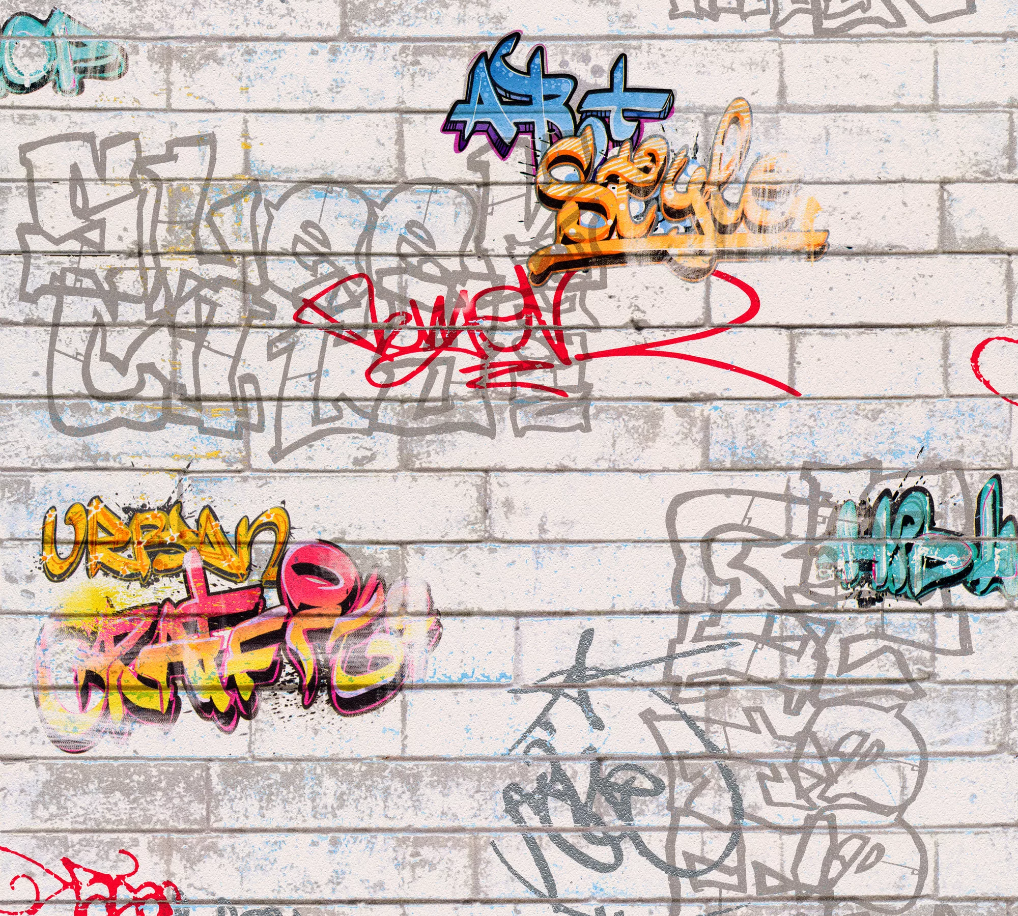 A.S. Création Papiertapete Boys & Girls 6 Graffitiwand Grau-Bunt FSC® günstig online kaufen