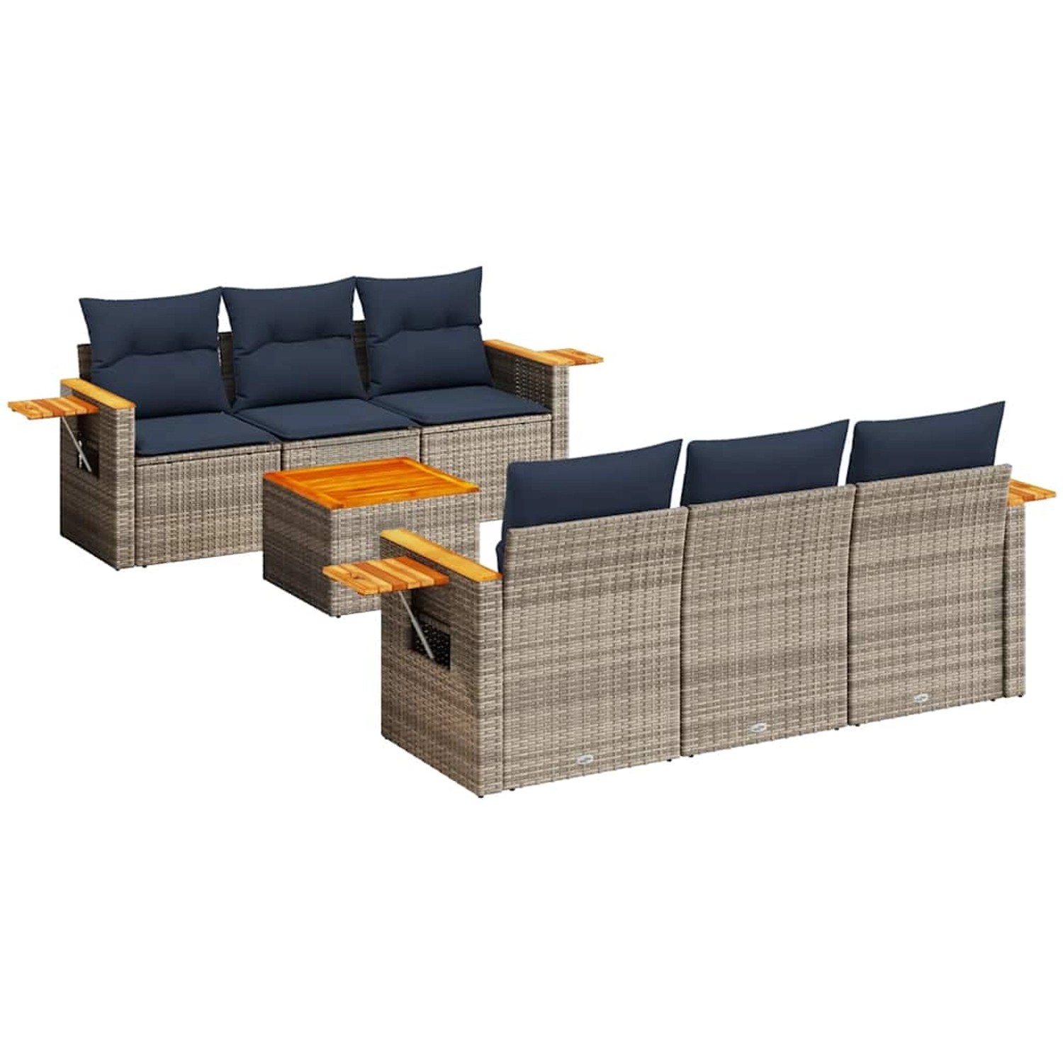vidaXL 7-Tlg Garten-Sofagarnitur mit Kissen Grau Poly Rattan 3226635 günstig online kaufen