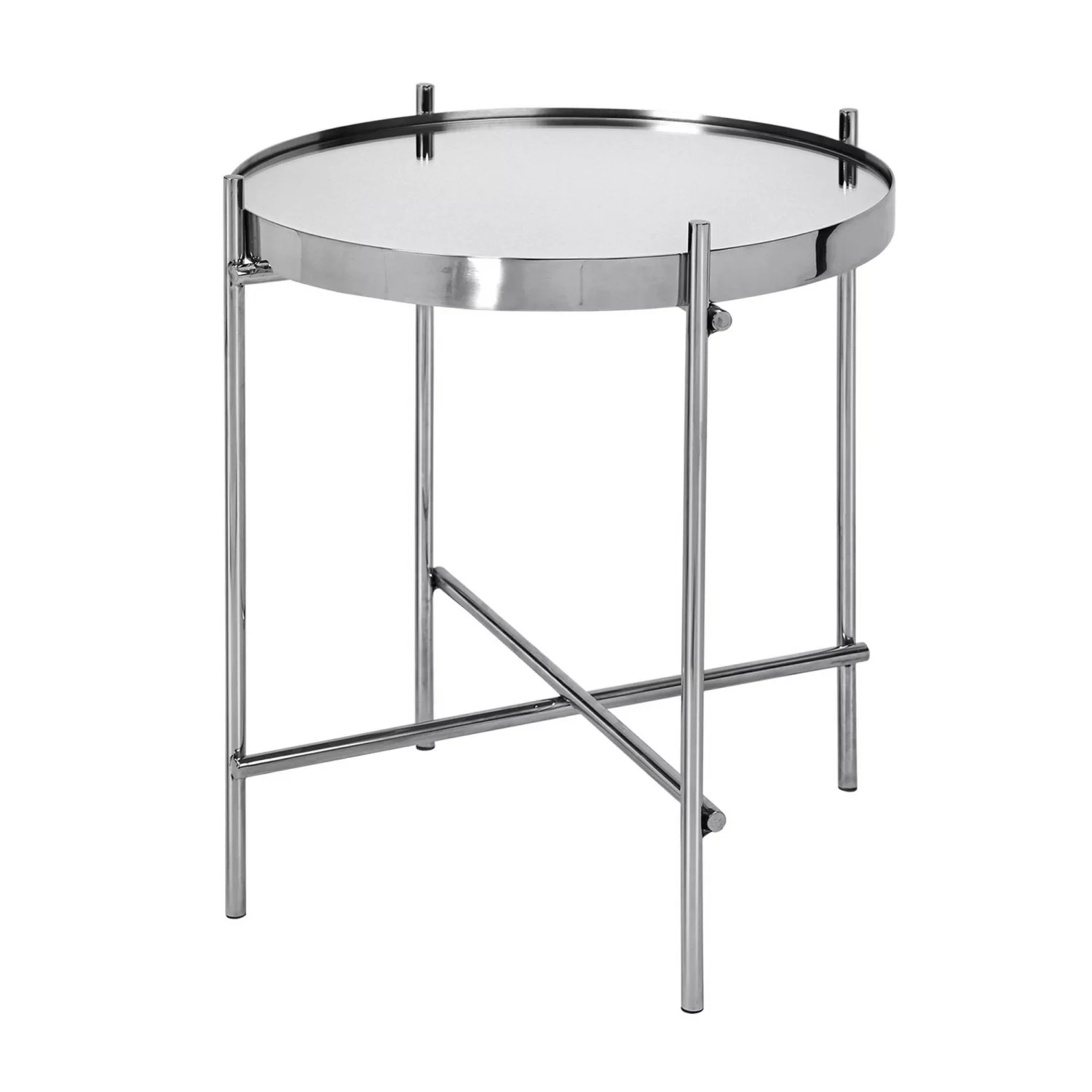 WOMO-DESIGN Beistelltisch 43 x 45 cm in Silber aus Metall und Glas günstig online kaufen