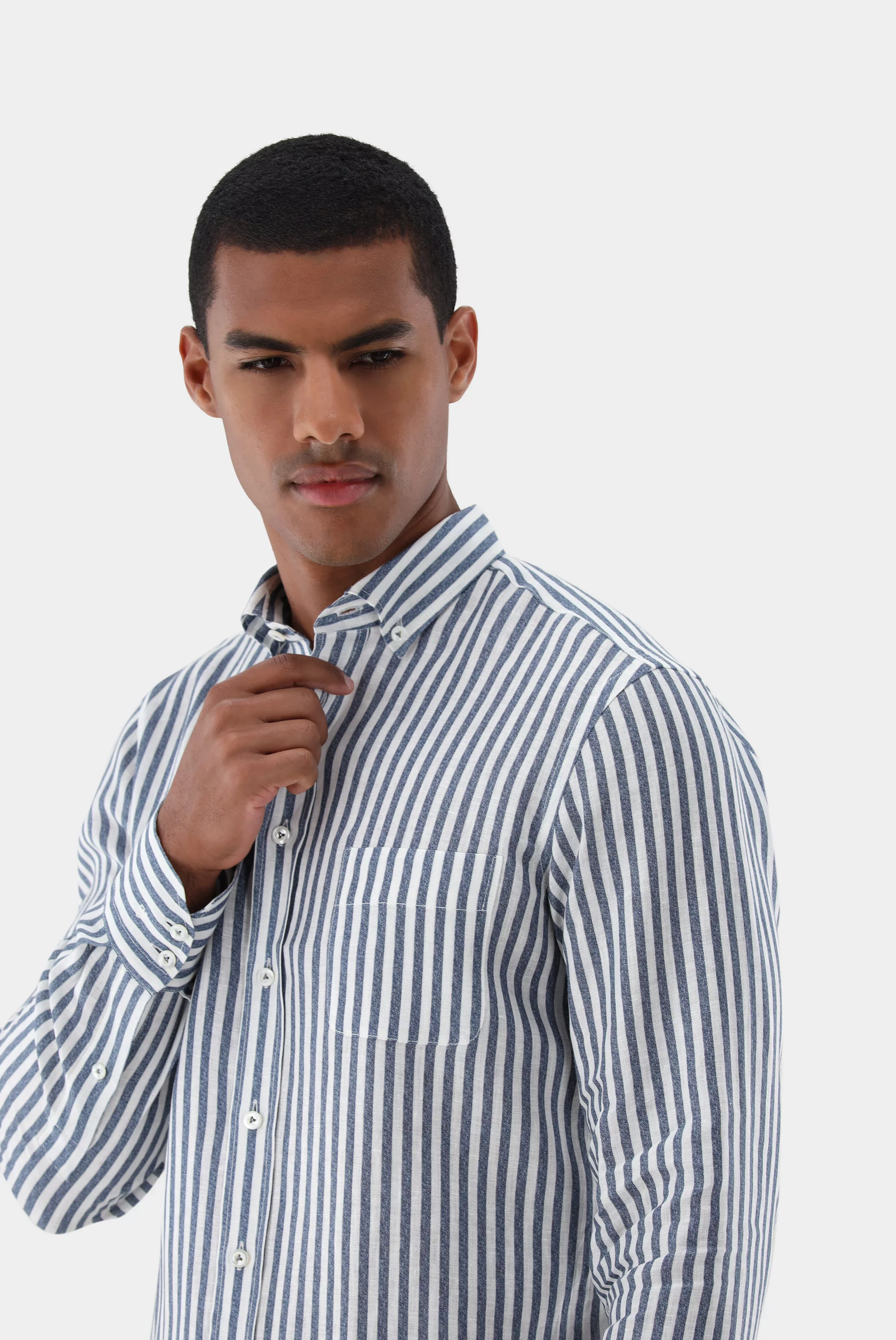 Leinenhemd mit Streifen-Druck Tailor Fit günstig online kaufen