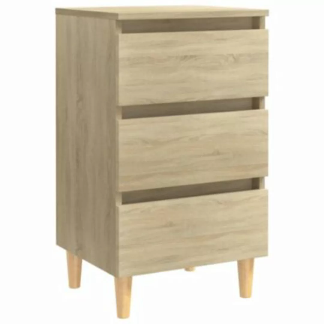 vidaXL Nachttisch mit Massivholz-Beinen Sonoma-Eiche 40x35x69 cm Nachttisch günstig online kaufen