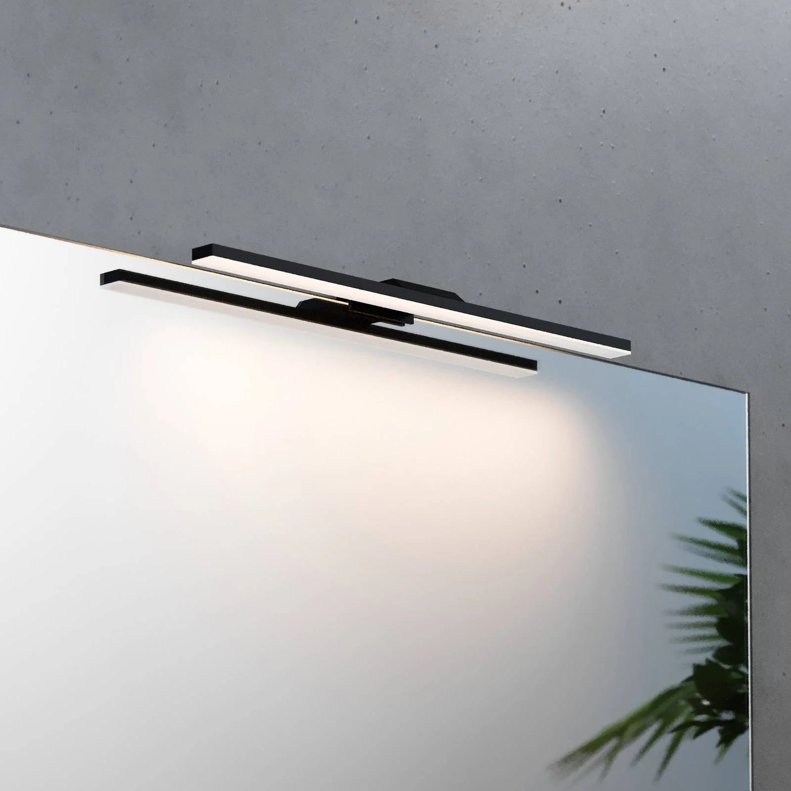 LED-Spiegelleuchte Triga IP44 schwarz 40cm, 3.000K günstig online kaufen