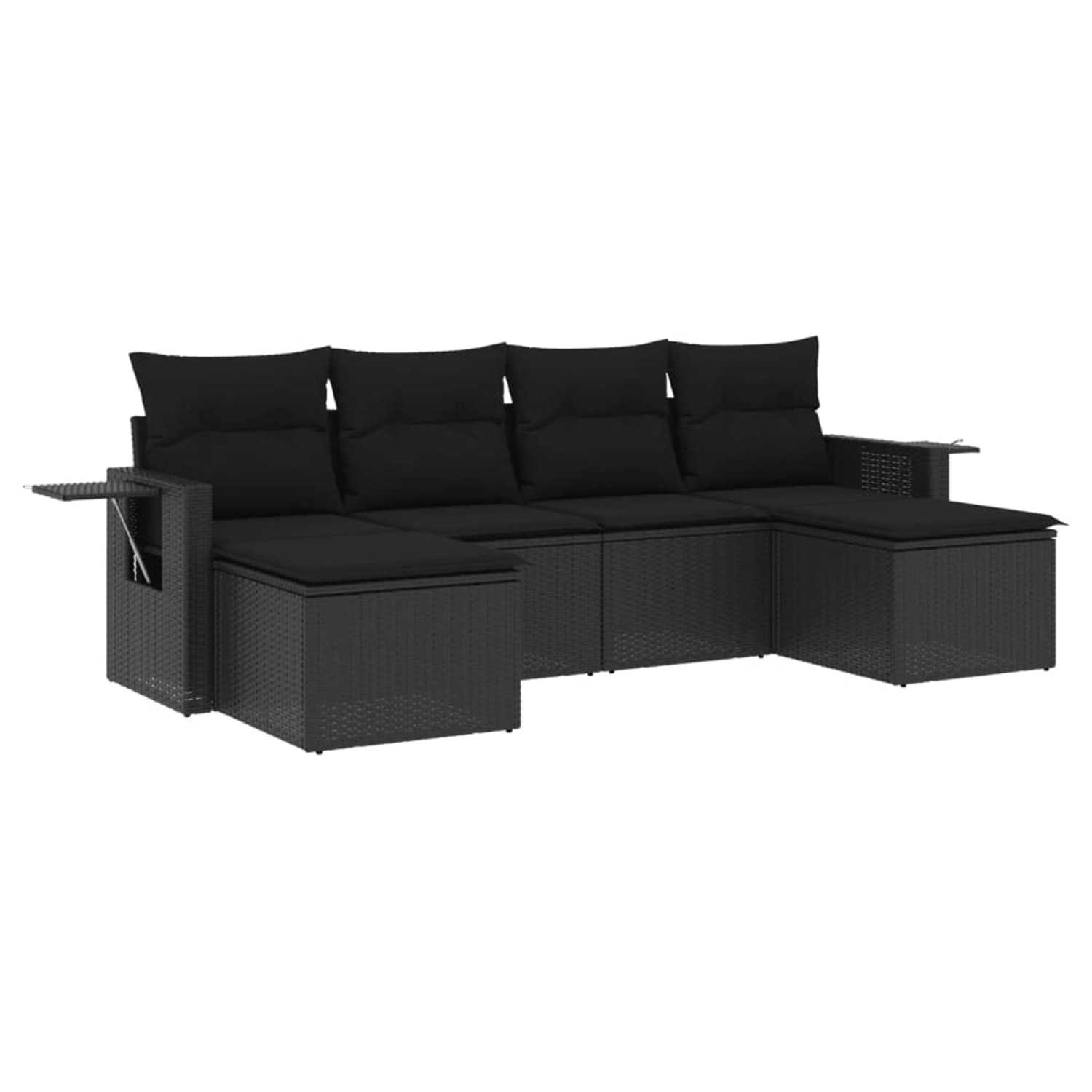 vidaXL 6-Tlg Garten-Sofagarnitur mit Kissen Schwarz Poly Rattan 3252852 günstig online kaufen