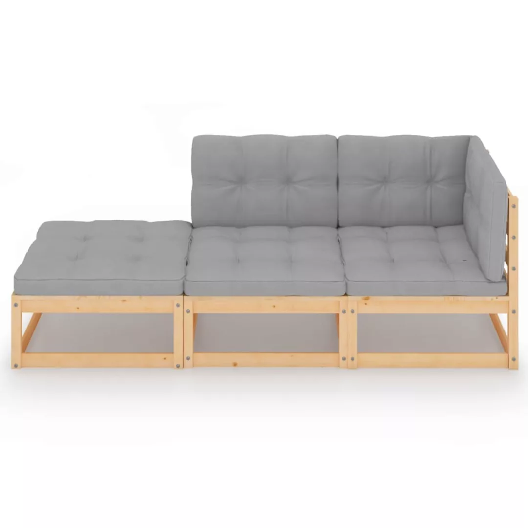 3-tlg. Garten-lounge-set Mit Kissen Kiefer Massivholz günstig online kaufen