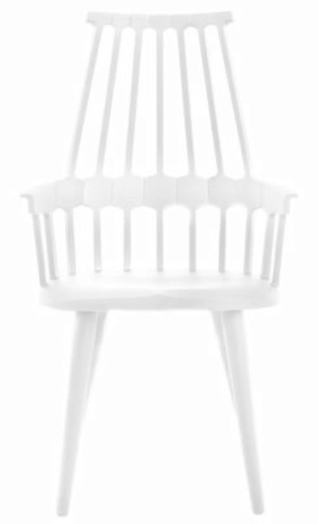 Sessel Comback plastikmaterial weiß /mit 4 Holzfüßen - Kartell - Weiß günstig online kaufen