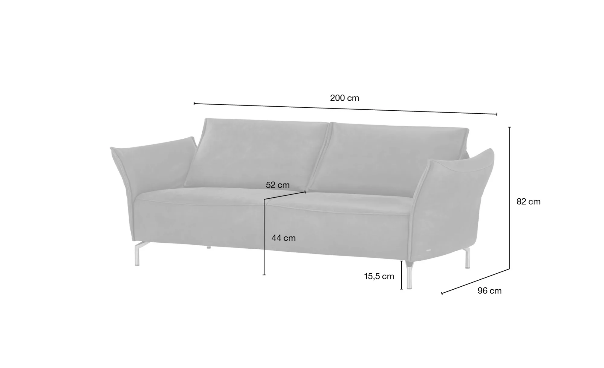 KOINOR Einzelsofa  Vanda ¦ braun ¦ Maße (cm): B: 200 H: 82 T: 96 Polstermöb günstig online kaufen