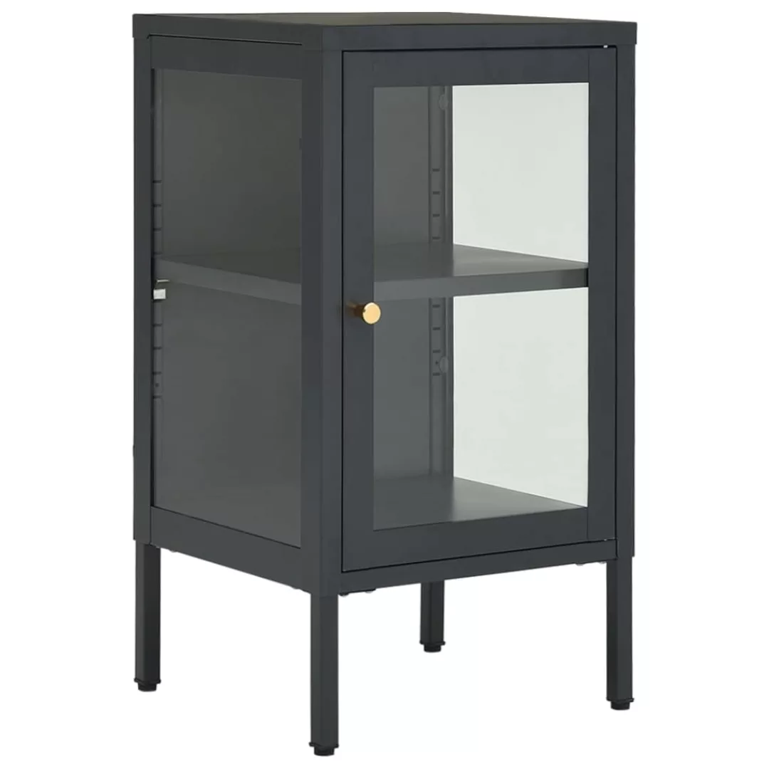 Sideboard Anthrazit 38x35x70 Cm Stahl Und Glas günstig online kaufen