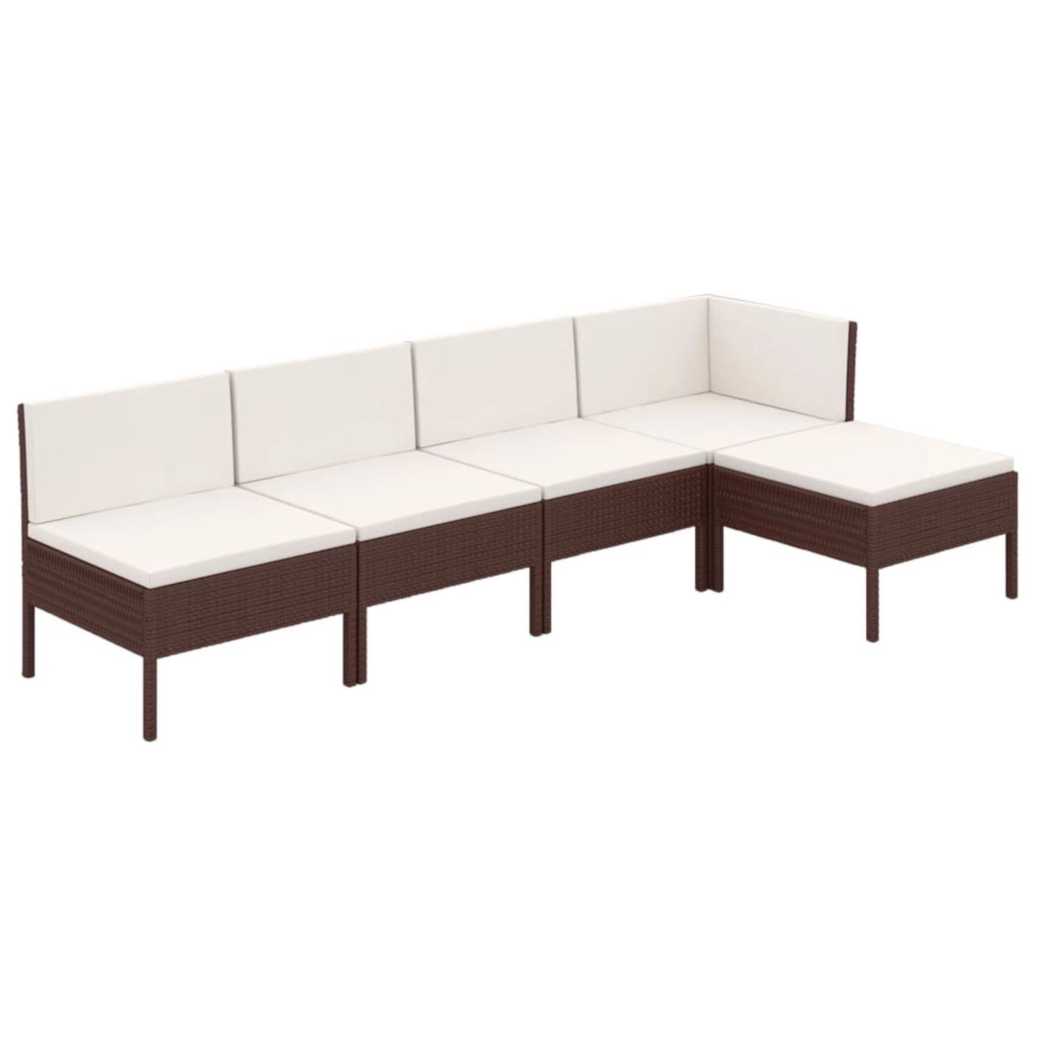 5-tlg. Garten-lounge-set Mit Auflagen Poly Rattan Braun günstig online kaufen