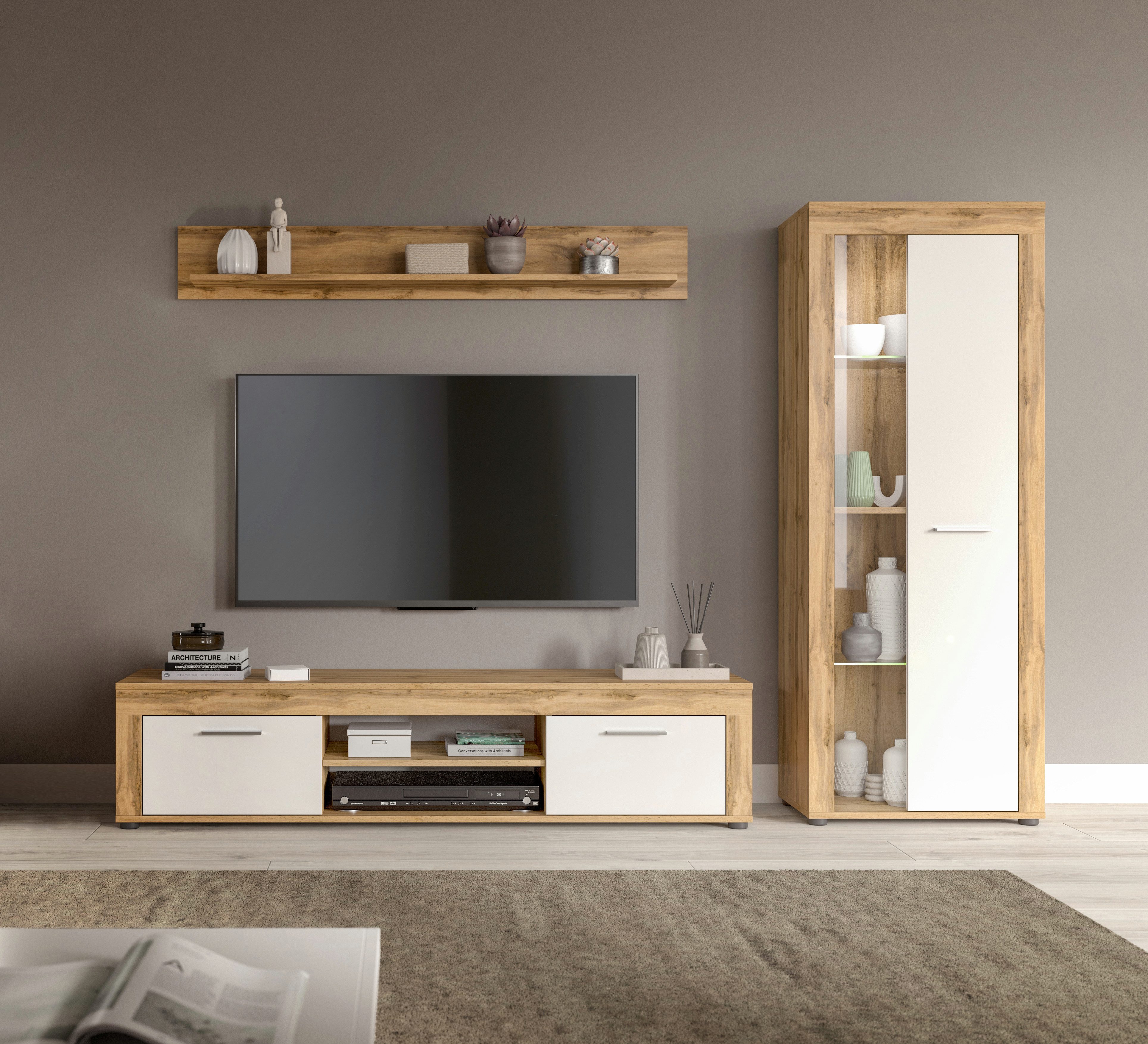 INOSIGN Wohnwand "Aosta, Breite 235cm, bestehend aus Lowboard, Wandboard, V günstig online kaufen