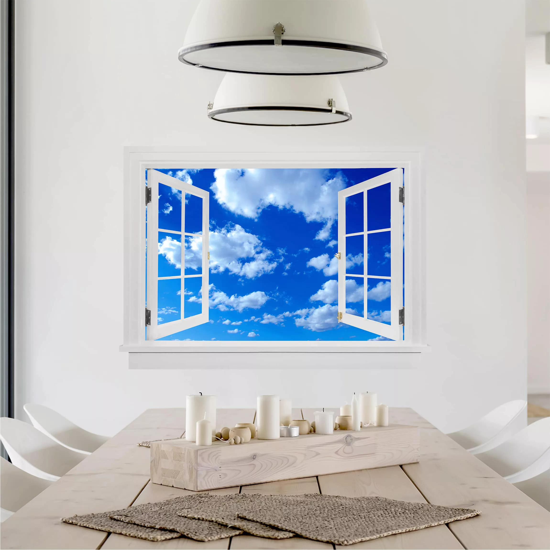3D Wandtattoo Offenes Fenster Wolkenhimmel günstig online kaufen