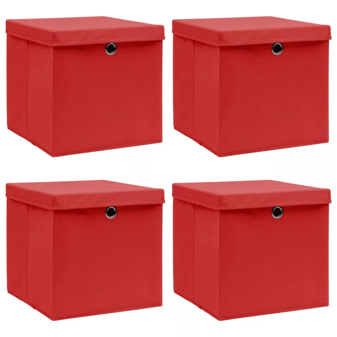 Aufbewahrungsboxen Mit Deckel 4 Stk. Rot 32×32×32cm Stoff günstig online kaufen