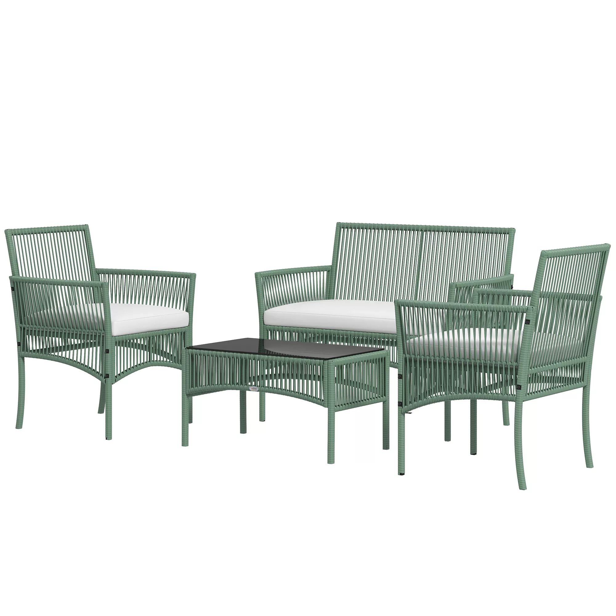 Outsunny Gartenmöbel-Set 4-teilig Sofa 2-Sitzer + 2 Sessel + 1 Couchtisch g günstig online kaufen