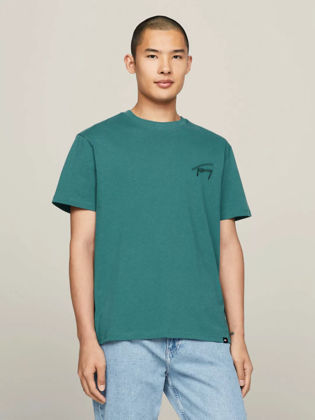 Tommy Jeans T-Shirt TJM REG SIGNATURE TEE EXT mit aufgesticktem Signatur-Lo günstig online kaufen