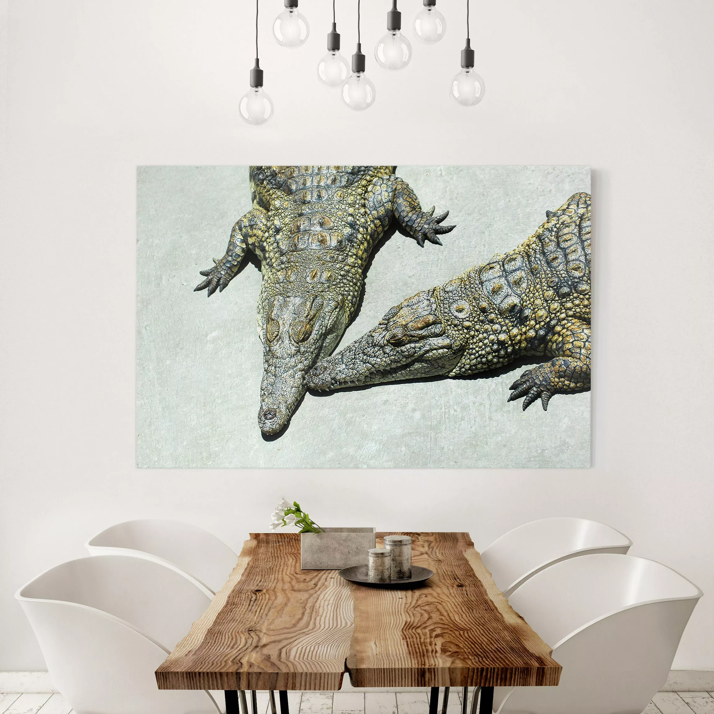 Leinwandbild Tiere - Querformat Crocodile Romance günstig online kaufen