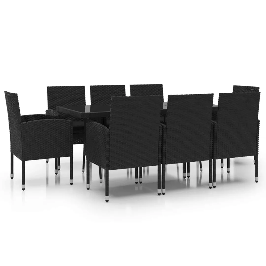 Vidaxl 9-tlg. Garten-essgruppe Poly Rattan Schwarz günstig online kaufen