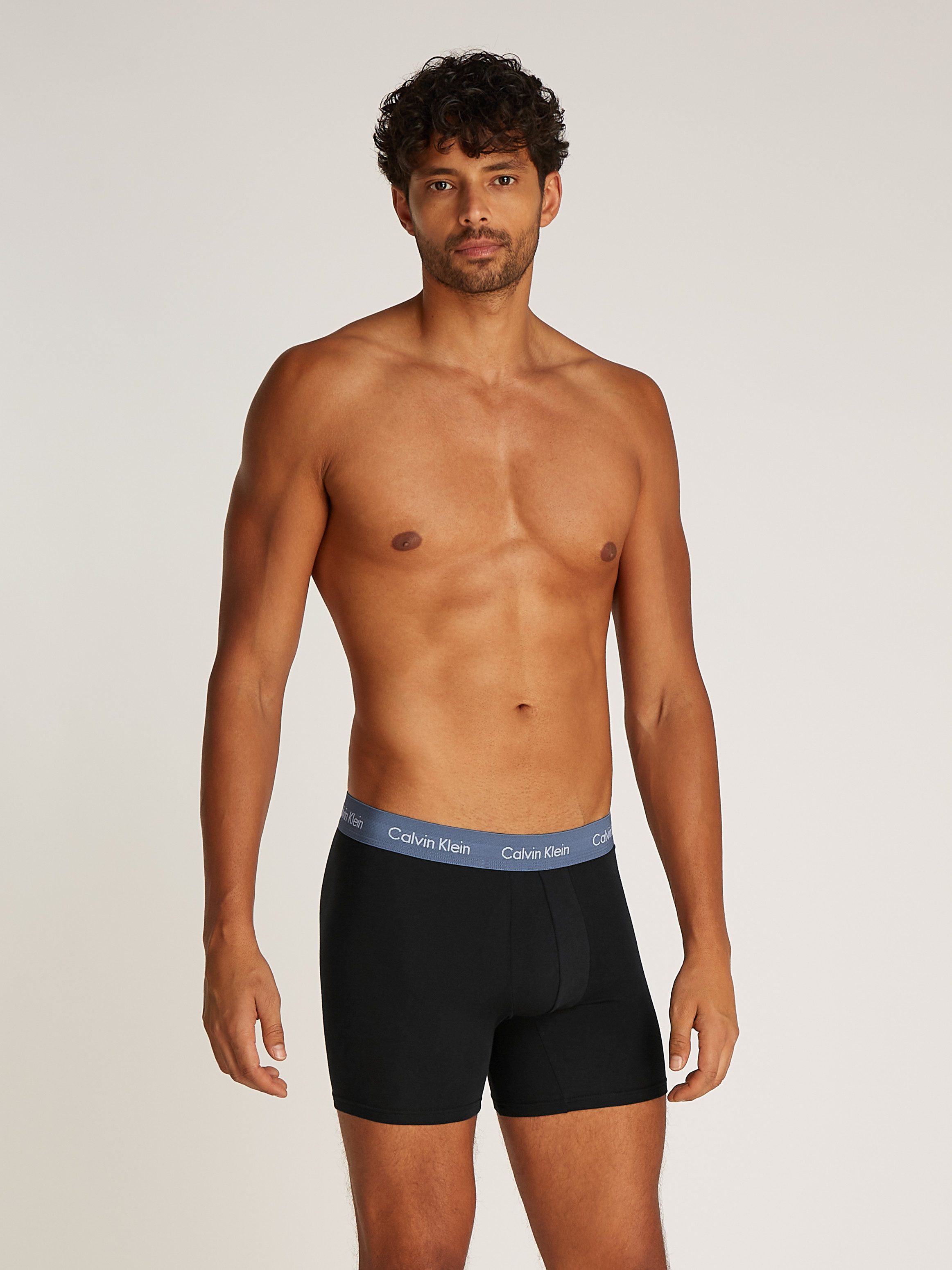 Calvin Klein 3-er Set Boxer Briefs Schwarz mit verschiedenfarbigem Webbund günstig online kaufen