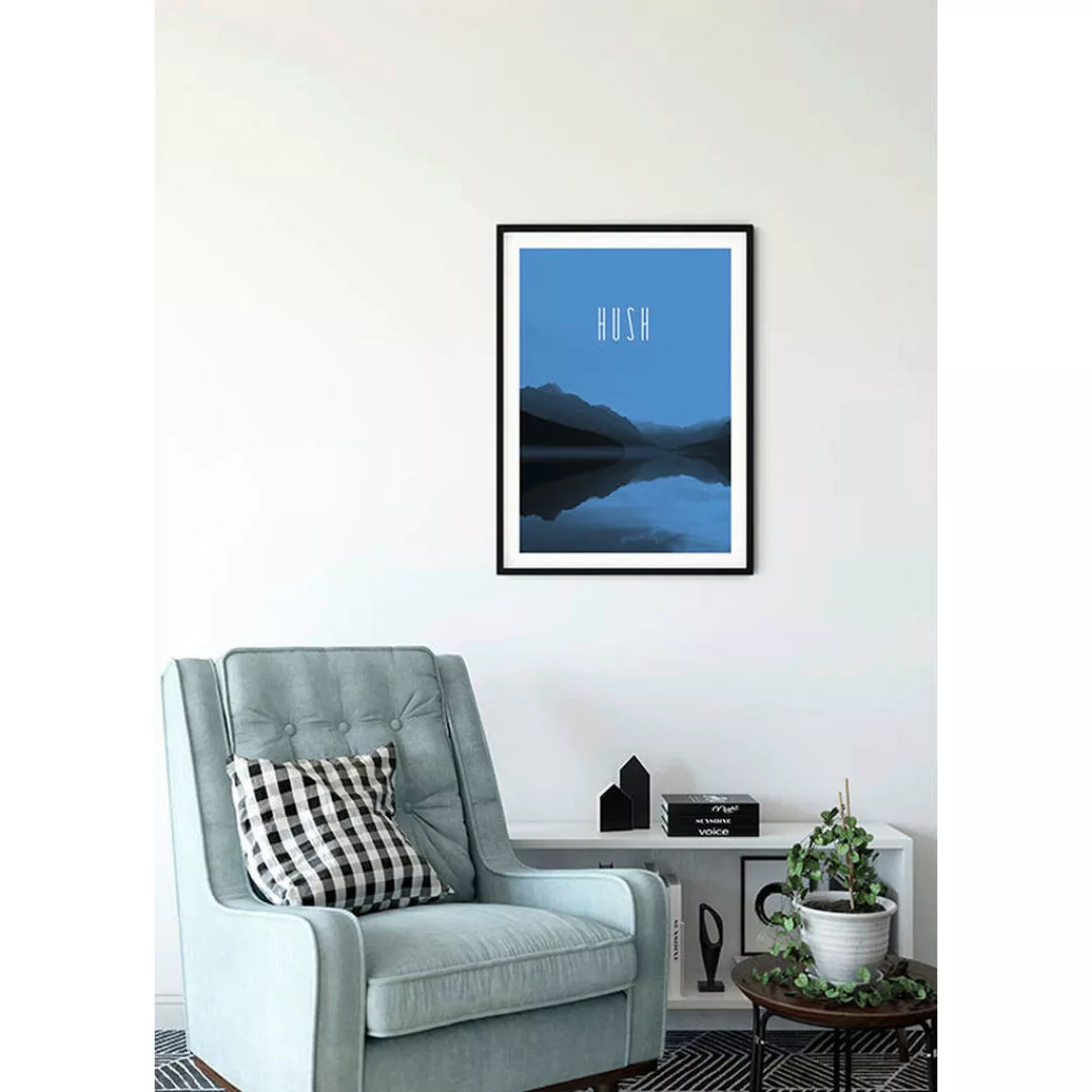 Komar Poster Word Lake Hush Blue Natur B/L: ca. 30x40 cm günstig online kaufen