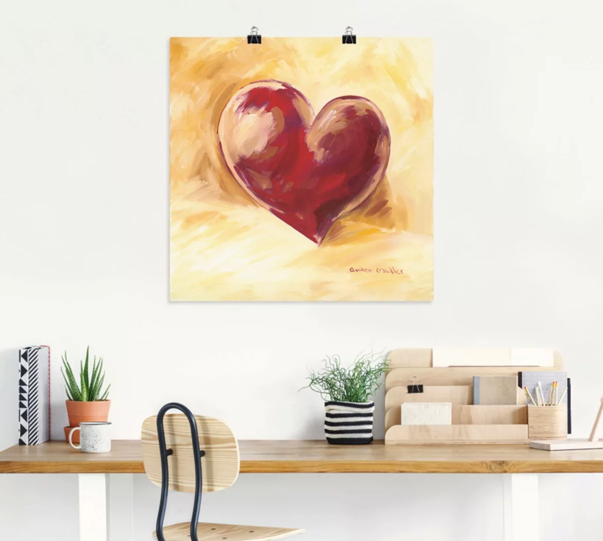 Artland Wandbild "Bordeauxrotes Herz", Herzen, (1 St.), als Alubild, Outdoo günstig online kaufen