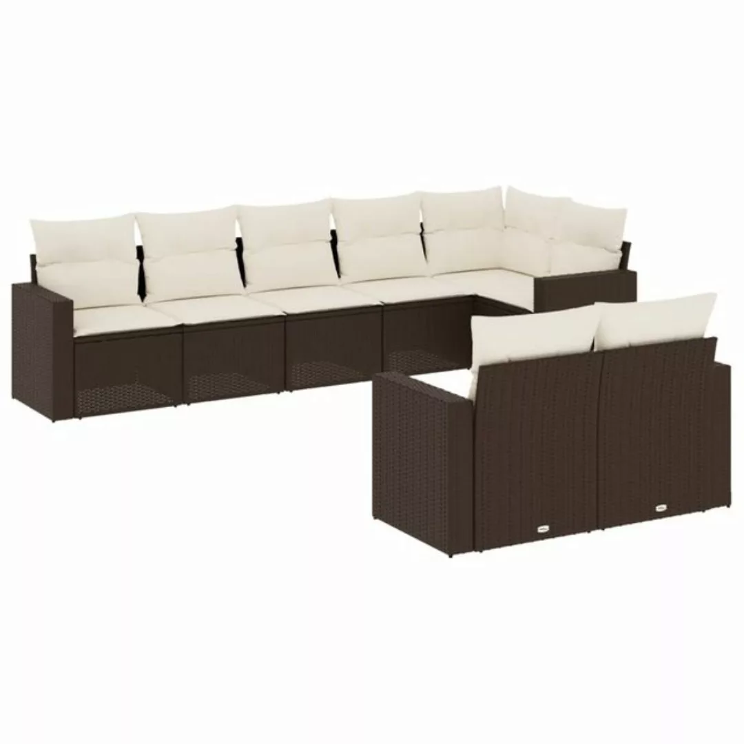 vidaXL Sofaelement 8-tlg. Garten-Sofagarnitur mit Kissen Braun Poly Rattan günstig online kaufen